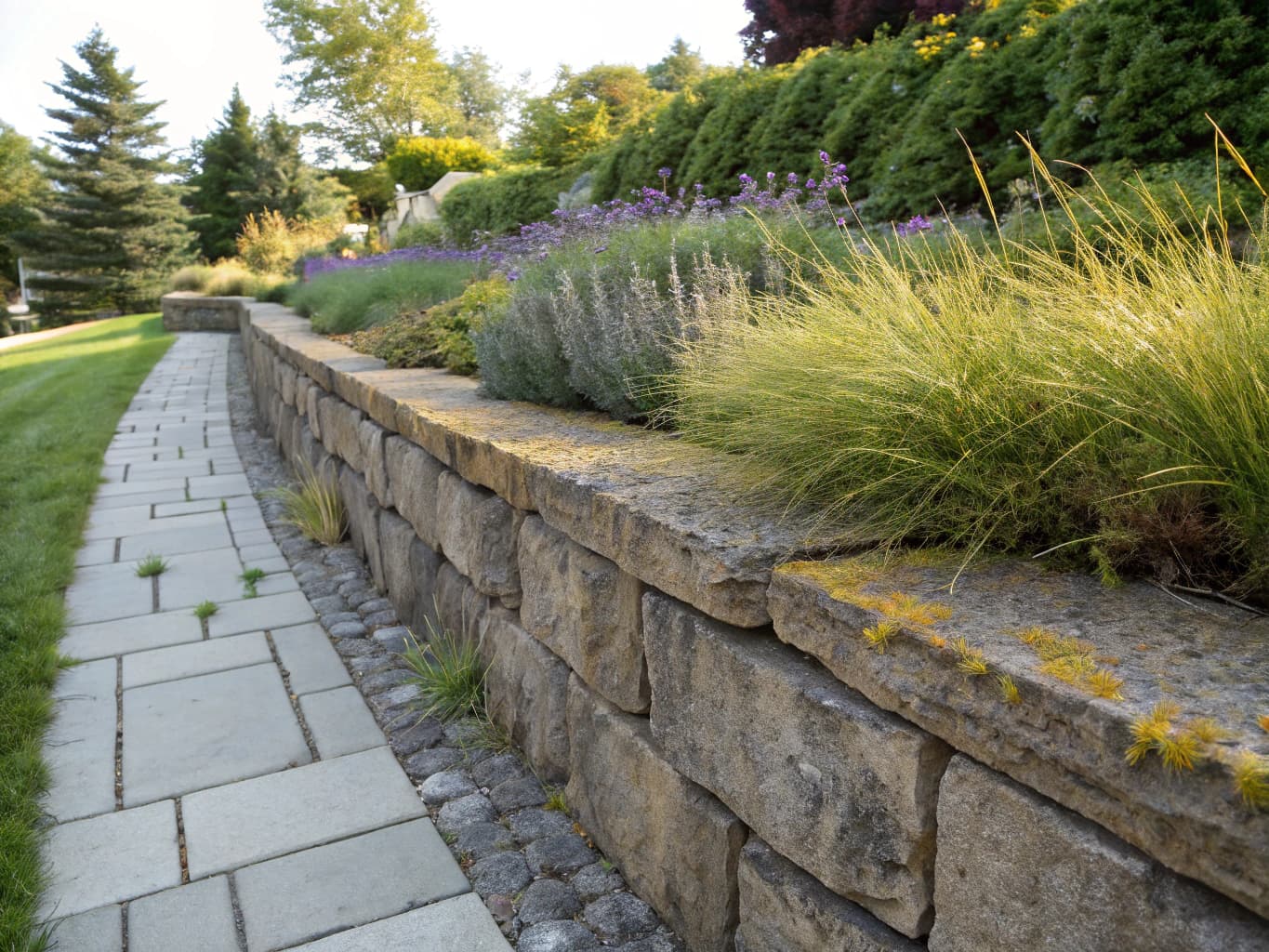 Sandstone retaining wall installation